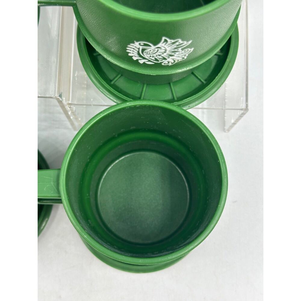 Tupperware Mugs Christmas Holiday Cups & Coasters Green Bird 1312 Vtg - Picture 4 of 11